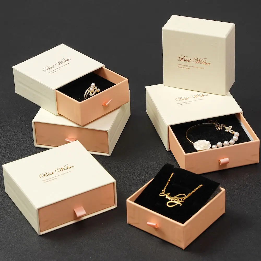 50pcs Custom logo Jewellery Packaging Sliding Drawer Box