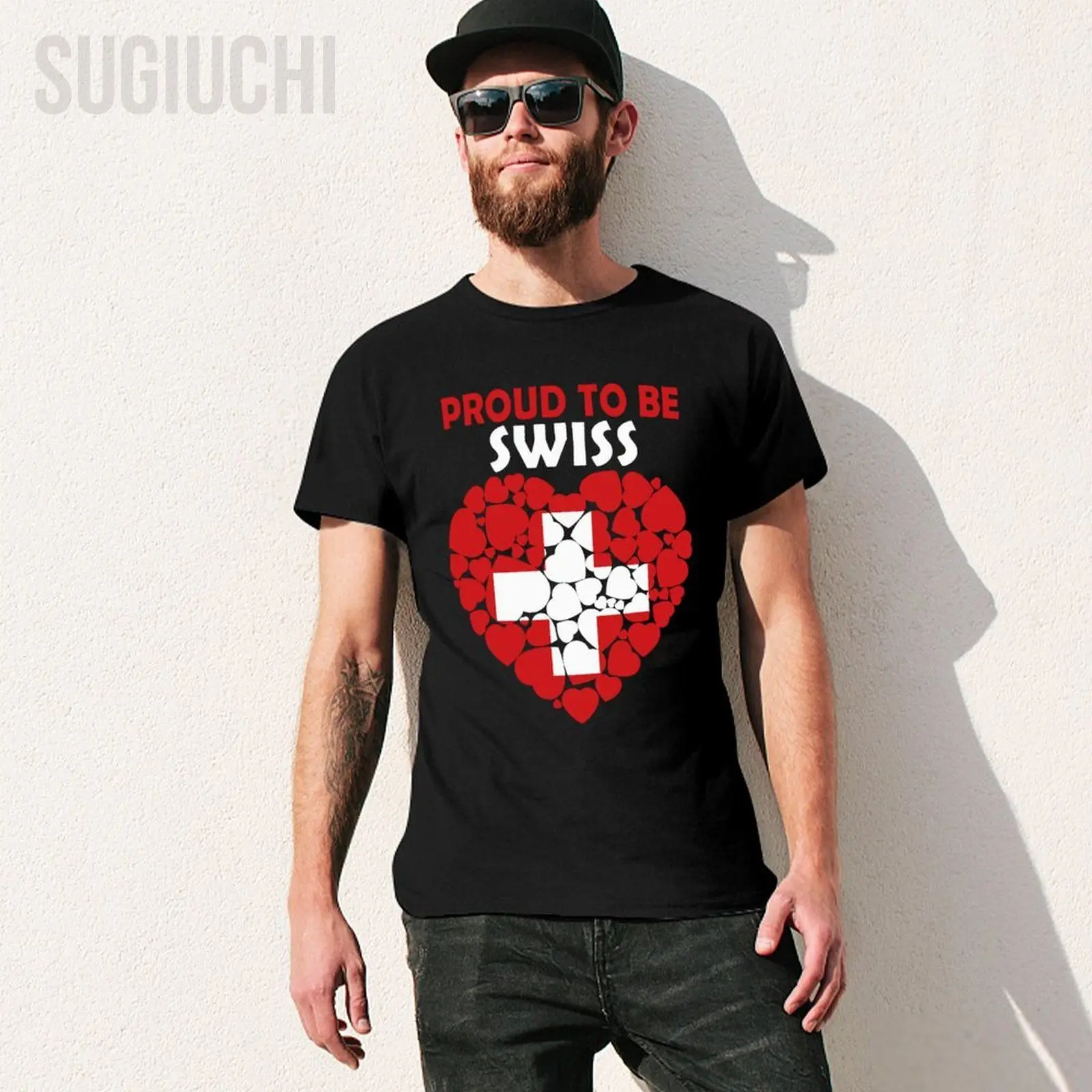 Unisex Men Proud To Be Swiss Switzerland Heart Tshirt Tees O-neck T Shirts Women Boys 100% Cotton T-Shirt