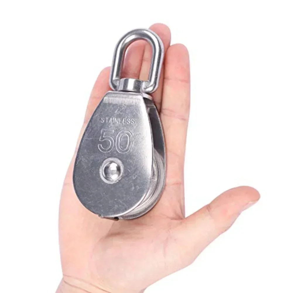 Strong 304 Stainless Steel Single Pulley Block M50 with 800 lbs Load Capacity for Kayak Canoe and Heavy Lifting