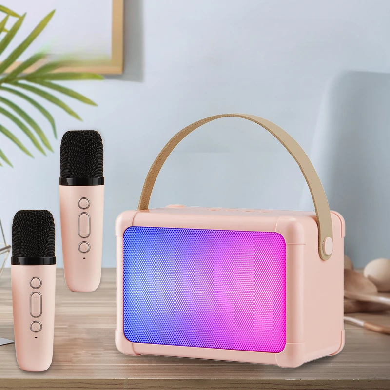 Draadloze Bluetooth-luidspreker Multifunctioneel met microfoon RGB draagbare muziekspeler Karaoke-machine voor kind thuiscadeau