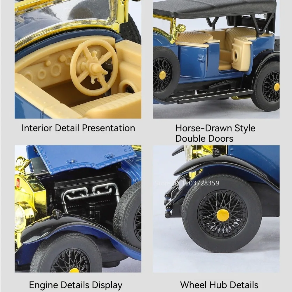 Coche Vintage Phantom 300SL 1:32, modelo de juguete en miniatura, aleación fundida, puertas extraíbles, sonido abierto, vehículo de simulación de luz para niños