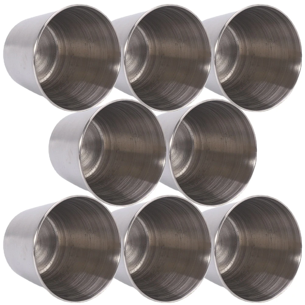 

8pcs Stainless Steel Cup 45ml Mug for Camping Travel Outdoor Coffee Juice Sauce Portable Metal Cup Fine Finish