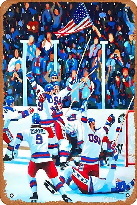 muecddoa Miracle on Ice Poster Metal Tin Sign 8X12 Inches Man Cave Retro Vintage Wall Decor Art. 1pc sign sign