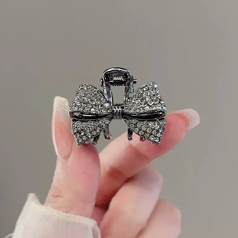 High-End Strass Bogen kleinen Clip Prinzessin Kopf Mini Clip Temperament Top Clip Frauen Haarschmuck – Detail 2