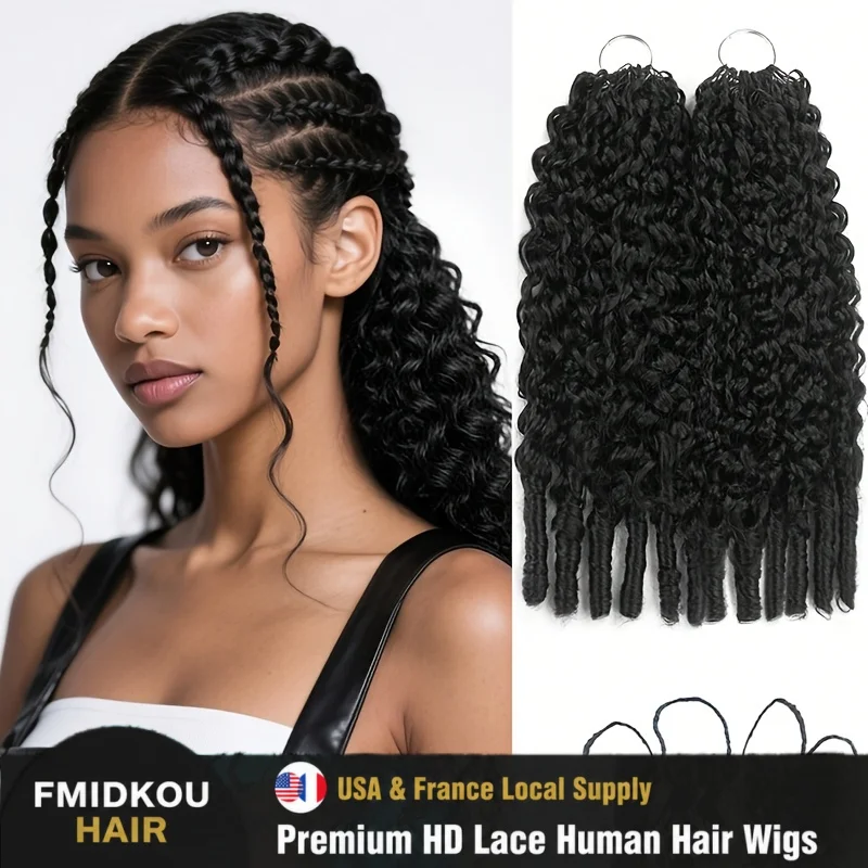 

Burmese Curly Feather Crochet Human synthetic Hair Extensions Pre Looped For Black Women Pre Separated Knotless Hair For Braiding