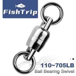 FishTrip Fishing Swivel Stainless Steel Dual Ball Bearing Swivels Heavy Duty High Strength One-piece Design Saltwater Freshwater