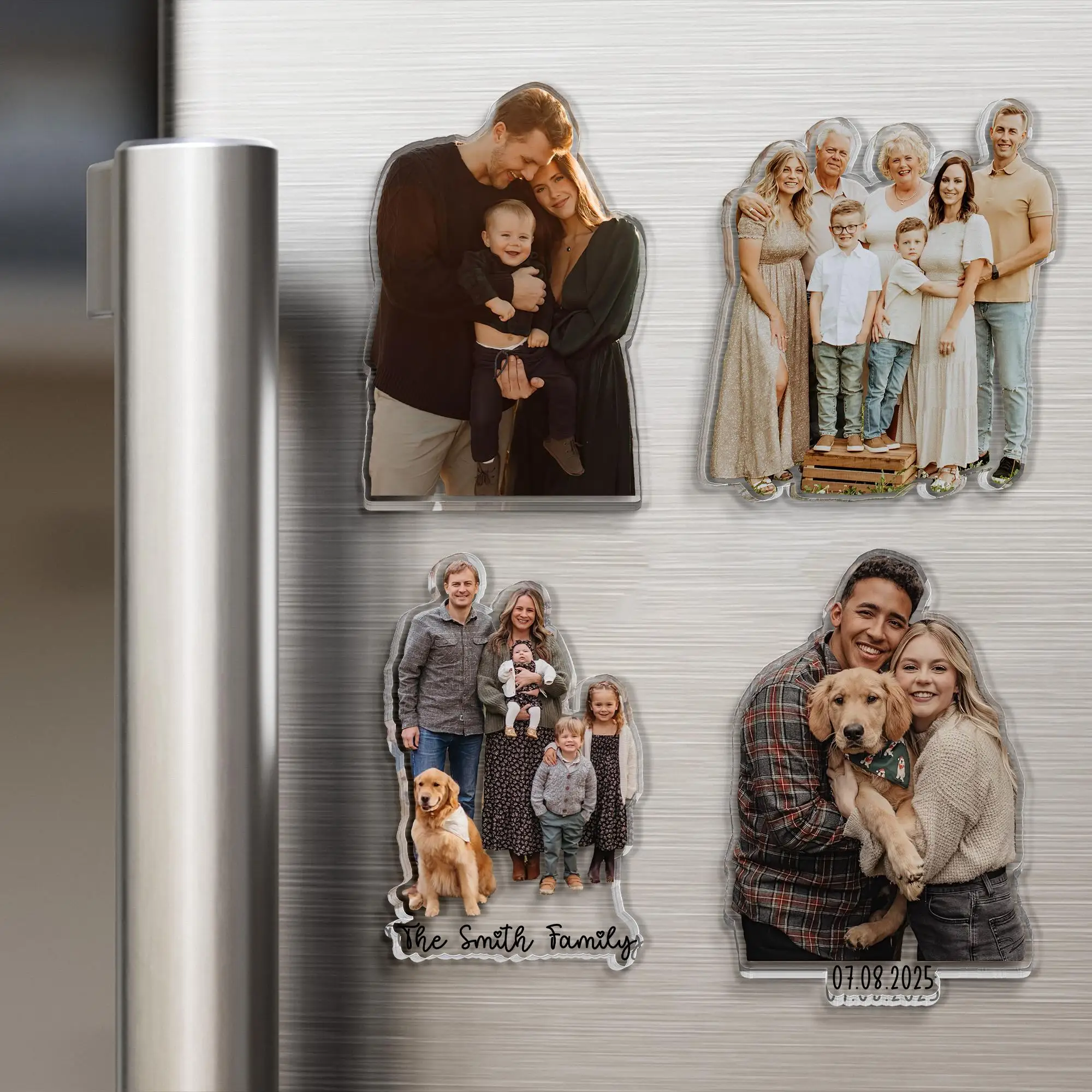 Custom Acrylic Family Photo Magnet: Personalized Family Picture Fridge Magnets, Christmas Decorations, Keychain, Car Ornament