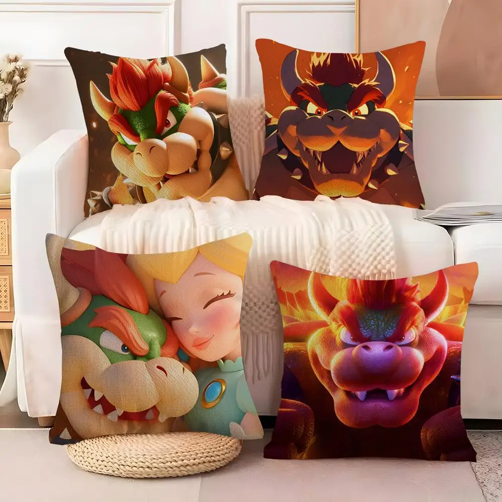 B-Bowser Princess D-Donkey Kong Cushion Cover  Plush Fabric Soft Double Sided Print Sofa Cushion Cover Throw Pillow Covers