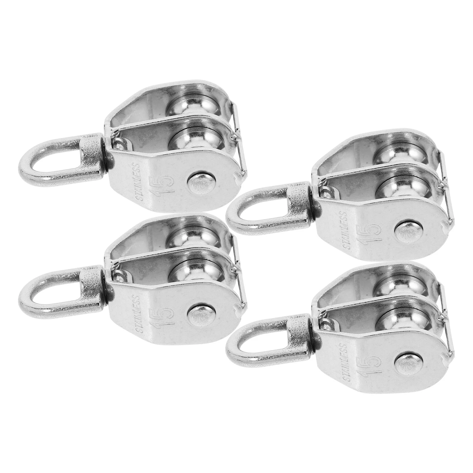 

4Pcs Stainless Steel Pulley Single Double Wheel Heavy Duty Lifting Wire Rope Material Handling Swivel Pulley Block
