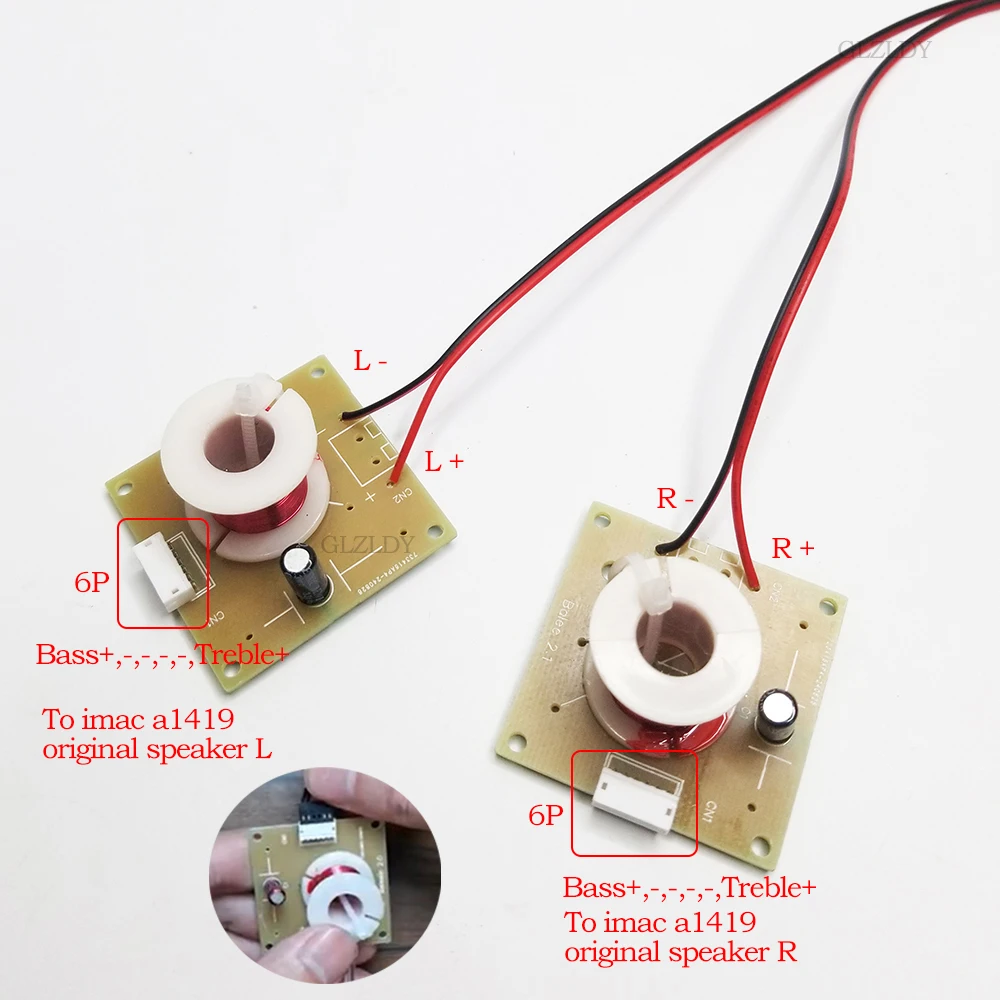 1 пара аудиодинамиков, высокие басовые динамики, кроссовер-разделитель, усилитель для 27 дюймов, 2K 5K imac A1418 A1419 A2115, ремонт динамика