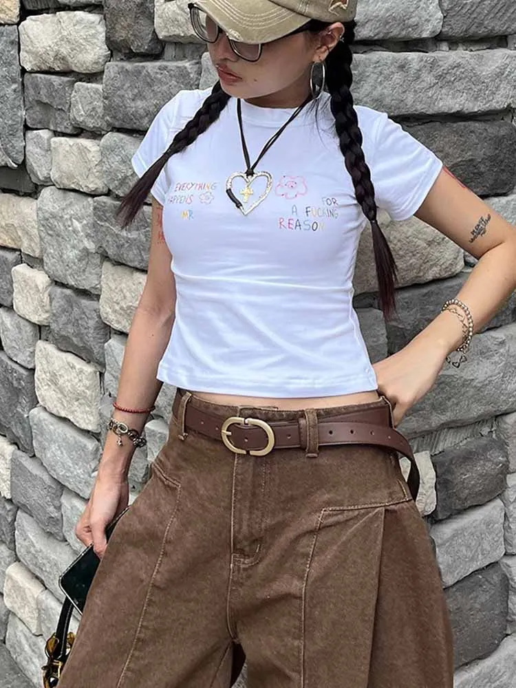 BKQU American Style Vintage Brown Jeans Women Streetwear High Waist Baggy Wide Leg Denim Pants Y2K Casual Harajuku 2000s Trouser
