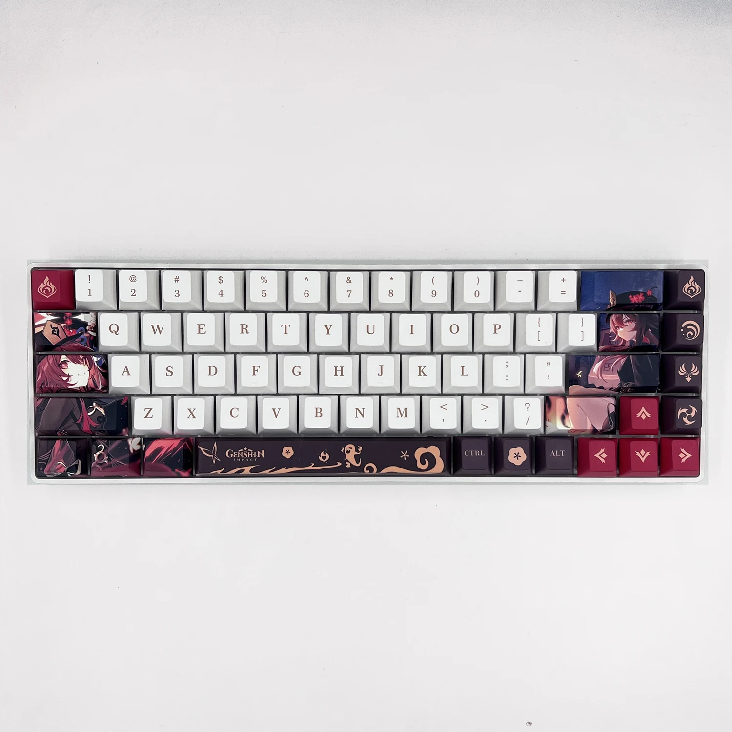 136 keys small full set of Genshin impact Hutao game keycap PBT sublimation Cherry Profile mechanical keyboard cap