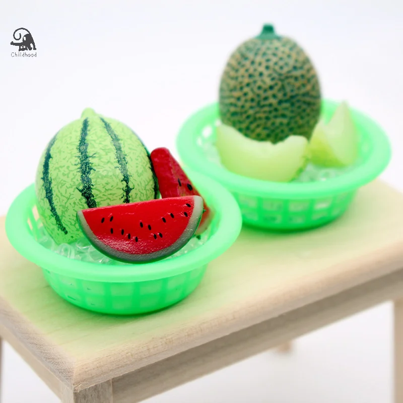 1/12 casa de muñecas simulación sandía helada melón modelo casa de muñecas Mini frutas juguetes casa de muñecas accesorios de cocina