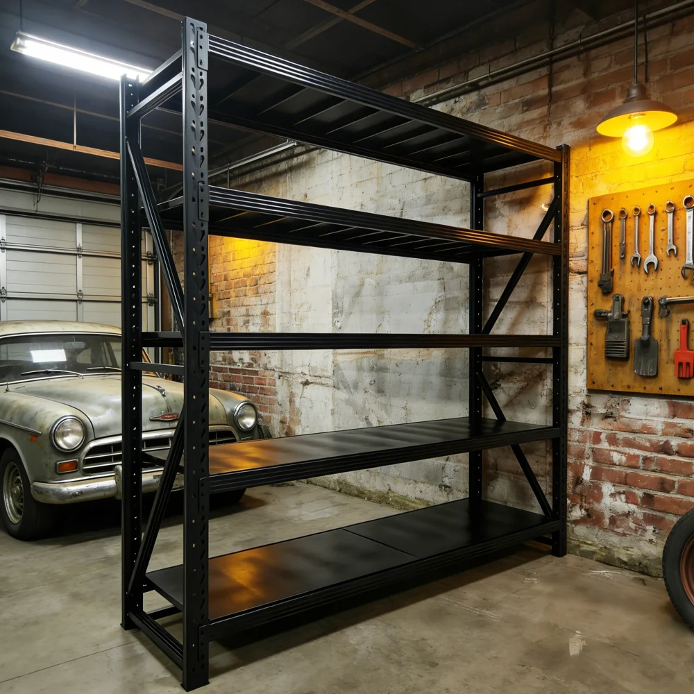 

Five-tier Lightweight Metal Adjustable Garage Shelf-78W×23.4D×78.7H, Black Home/Warehouse