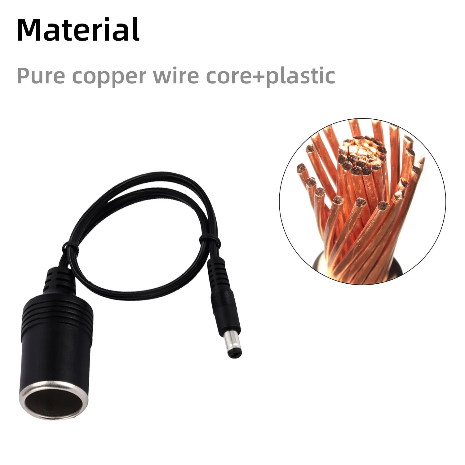 12V Car Cigarette Lighter to DC5.5x2.1mm Converter 18AWG Power Cable Standard DC Adapter Cable for Car Charger Connection Cable