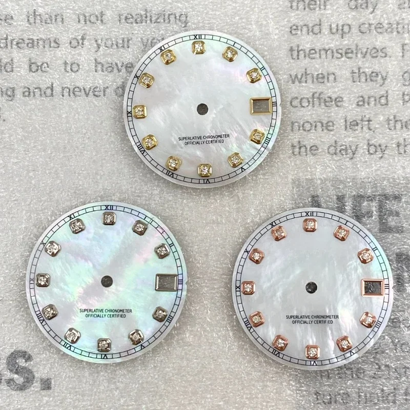 28.5mm NH35 Dial Watch Dial Mother Of Pearl S Dial Diamond Face For SEIKO NH35 Movemen Watch Accessories Watch Repair Tool NEW