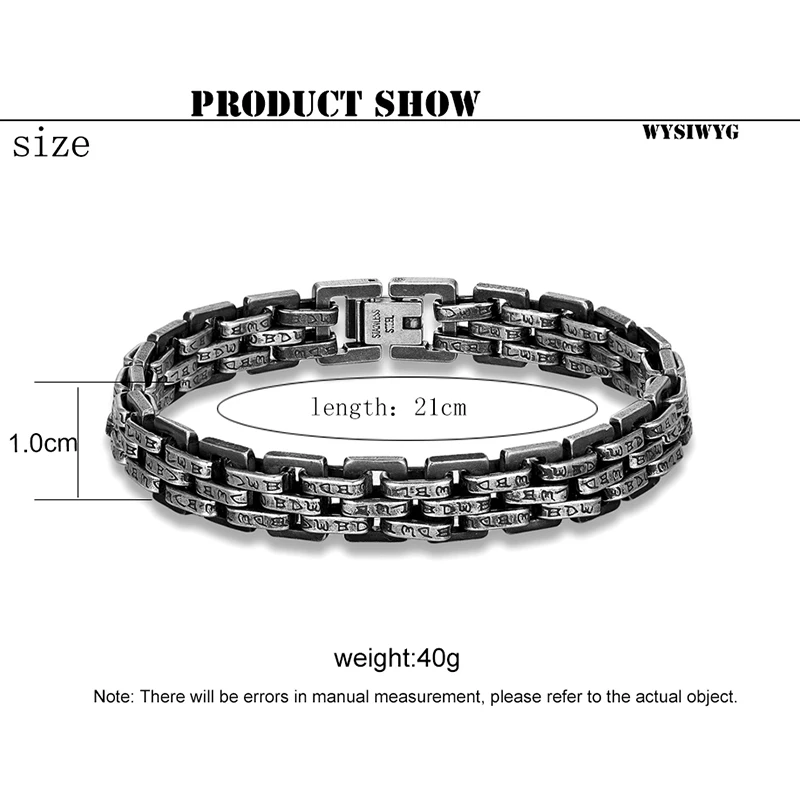 Male viking characters Bracelet 10MM Wide Stainless Steel Chain Charm Bracelets Hand Bands for Men\'s Vintage Boy Hand Jewellery