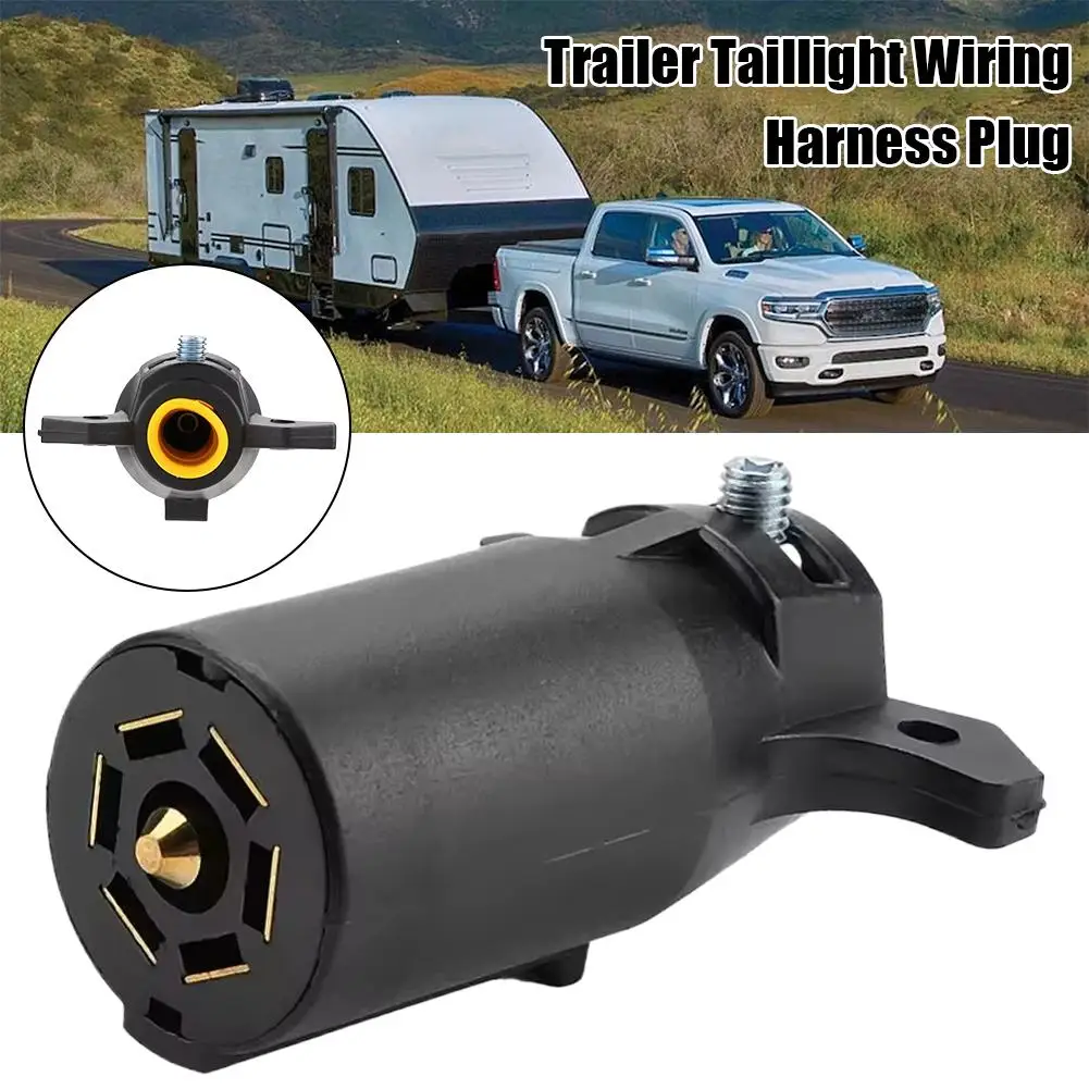 

7 Pin Trailer Connector Adapter – US Standard 7-Way RV Plug for Motorcycles, Boats & Campers, Signal Conversion for Brake Lights