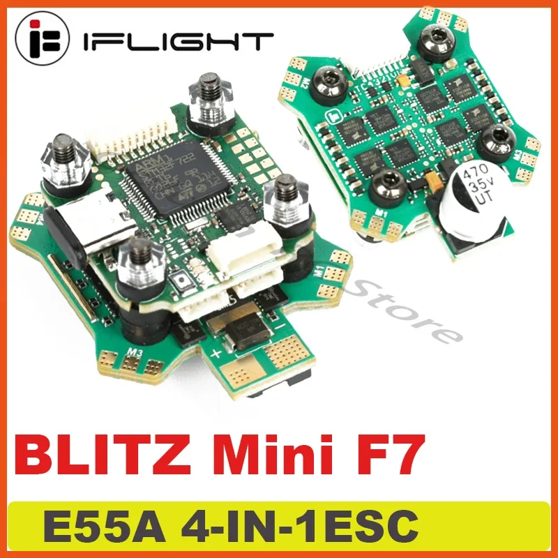 

IFlight BLITZ Mini F7 Flight Controller Stack OSD（AT7456E）W/ BLITZ E55A 4-IN-1 ESC DShot150/300/600 2-6S for FPV Racing Drone