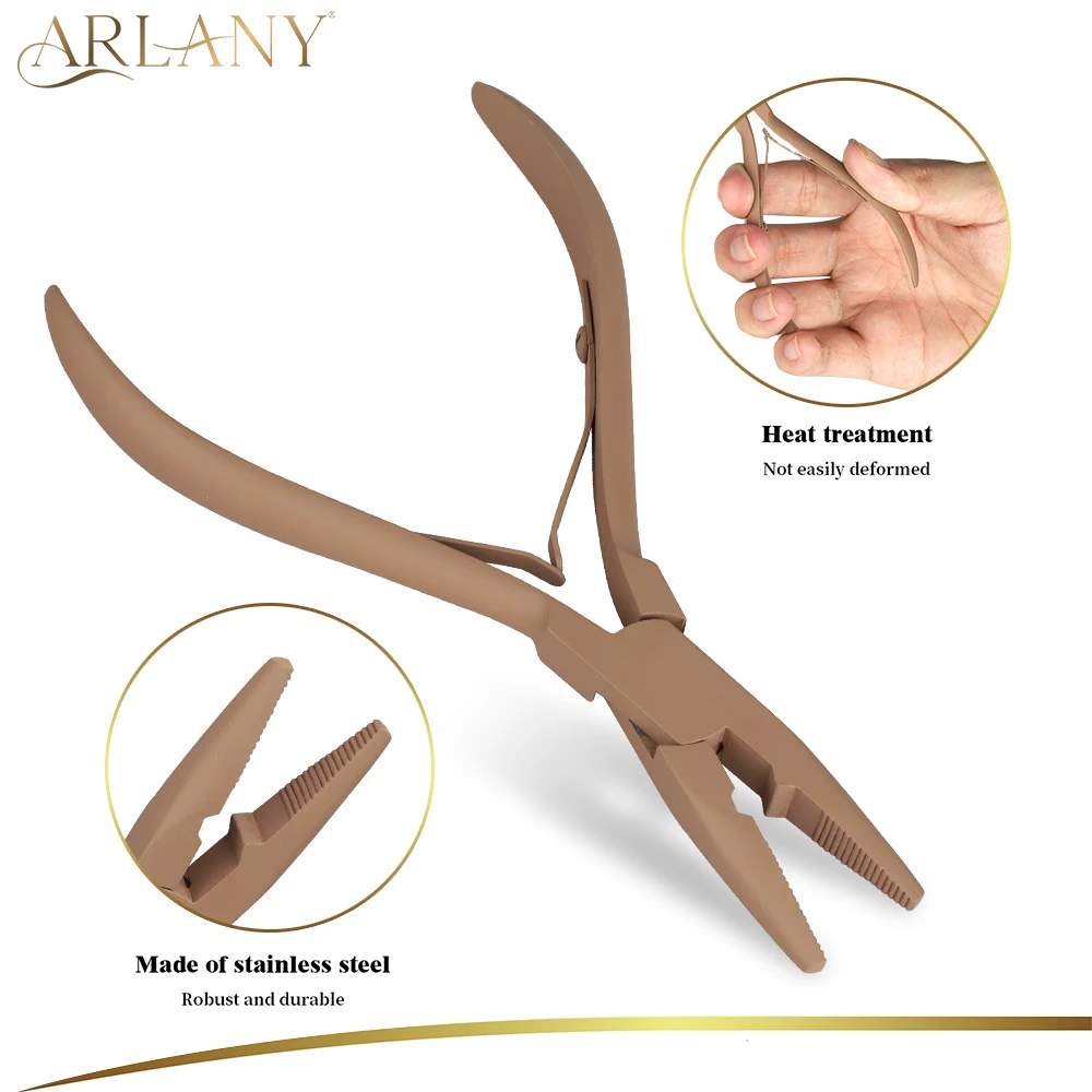 Hair Extension Pliers Kit Tan Color Pliers for Beads Microlink Tool for Hair Remove Links Hair Tinsel Metal Hair Sectioning Ring