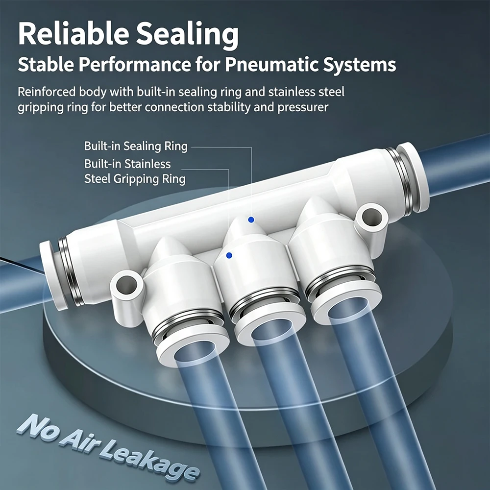 5pcs Pneumatic Quick Connector 5-port PK Series Plastic Fitting Air Tube Coupling Fit 4/6/8/10/12mm Outer Diameter Hose
