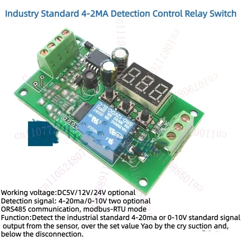 

4-20ma Current Signal Detection Control Relay Switch Setting Upper and Lower Limit Alarm Module RS485 Communication