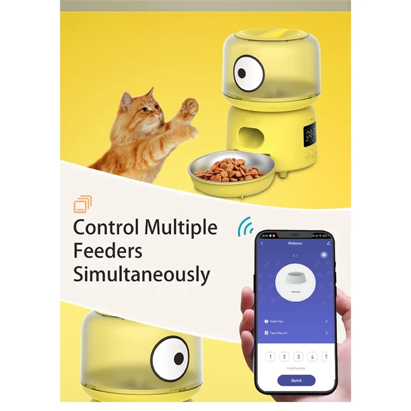 

AD-Tuya 2.4G Wi-Fi 3L Automatic Pet Feeders,APP Control,Dogs Pet Feeder With Stainless Steel Bowl EU Plug