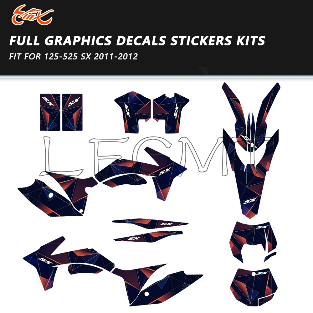 

Fit for SX125 150 250 300 350 400 525 SX 2011 2012 XCW 2013 Thickened Graphics Decals Stickers Kit Motorcycle Background