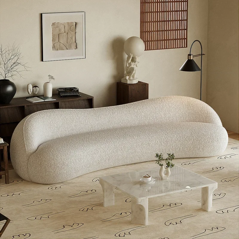 Italian minimalist streamer fabric sofa, small apartment special-shaped sofa lamb wool