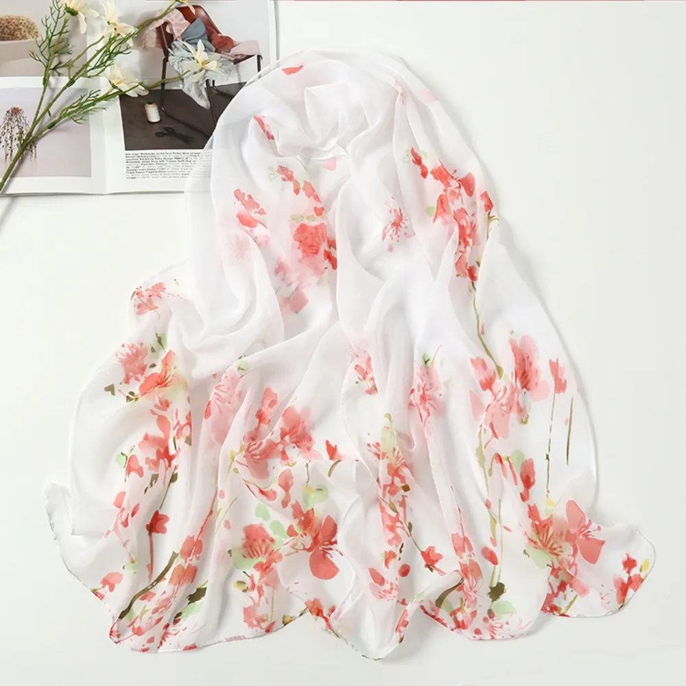 Printing Head Wrap Ladies Chiffon Scarf Silk Scarf Beach Shawl Summer Beach Sarong Scarf Voile Femme Musulman Hijab