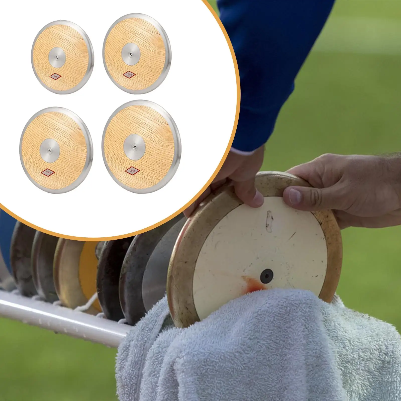 Multifunctional Sports Training Discus Durable Wood Iron Throw Equipment for Outdoor Athletic School Events