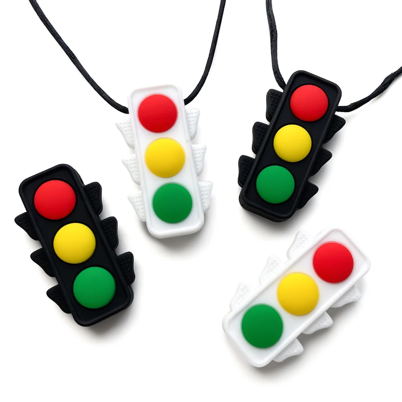 1pcs Silicone Traffic Light Pendant Necklace Sensory Necklace for Adults with Autism to Relieve Stress