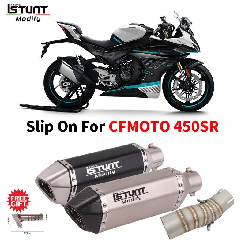 

Slip On For CFMOTO 450SR 450 SS NK 2022 2023 Motorcycle Exhaust Systems Escape Moto With Removable DB Killer 51MM Mid Link Pipe
