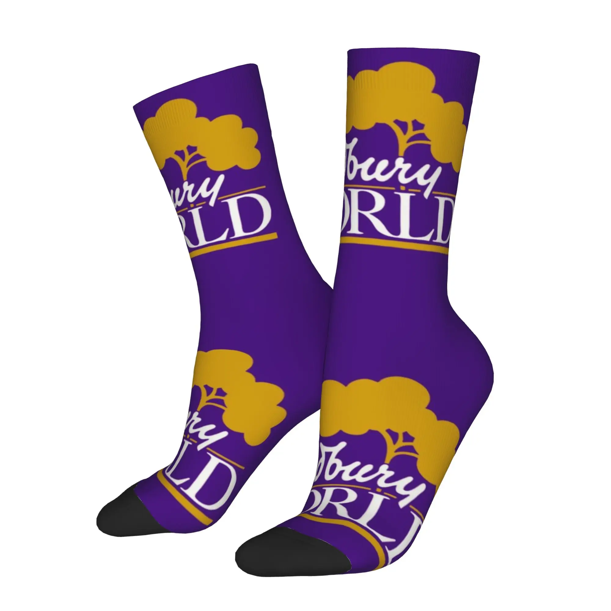 1 Pair Funny Sock Cadbury Purple Rock Seamless Pattern Printed Men Crew Socks Novelty Men's Socks