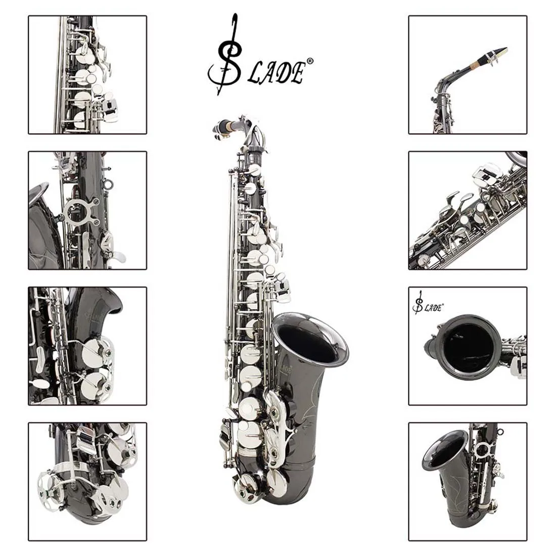 Wind Instrument Good Quality Chinese White Button Sax Profissional Eb Nickel Plated Black Alto Saxophone With Case Bag