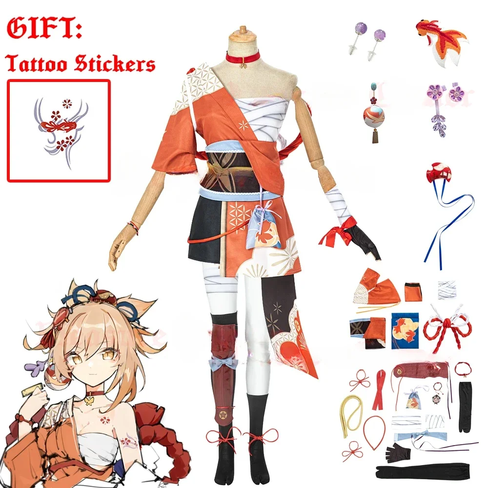 

Genshin Impact New Character Yoimiya Cosplay Costume Full Set High Quality Anime Role Playing Suit