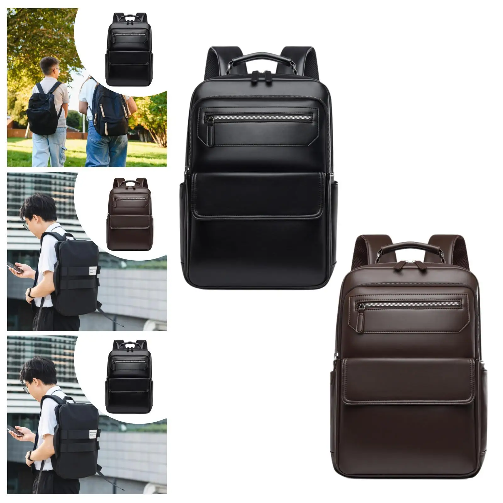 Waterproof Waterproof Backpack PU Leather Business Laptop Daypack Spacious Multi Pocket Design Comfortable Straps for Work Travel School - Aliexpress Deal