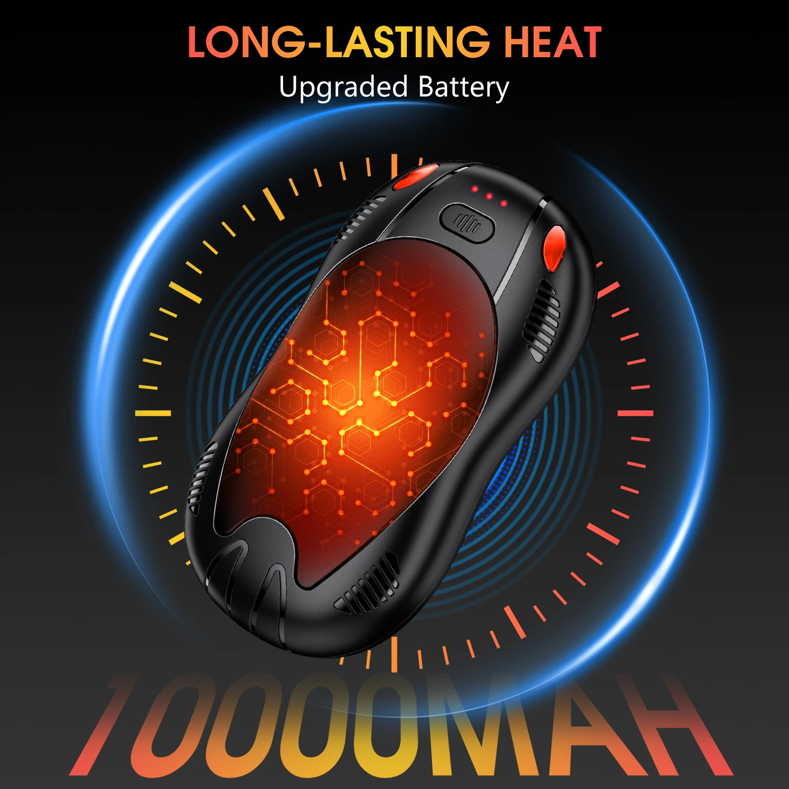 2pcs Electric Hand Warmers 10000mAh Battery, 3 Seconds Quick Heating&Long-Lasting,  Double Side 3 Levels Heating, Pocket Warm Heater for Christmas Thanksgivving Hunting Golf, Perfect  Festival Gift for Women Men