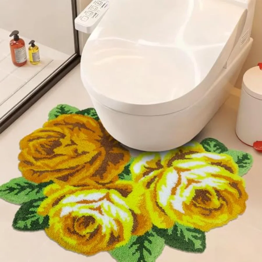 

Коврик для туалета Rose, нескользящий, машинная стирка, впитывающий, очень уютный, для ванной комнаты, 60x80 см