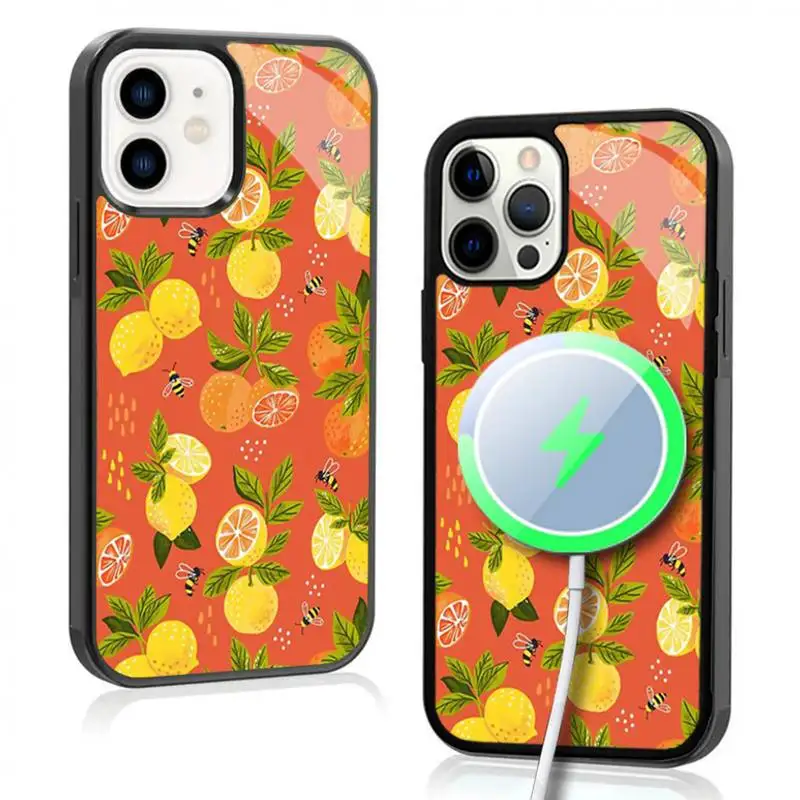 Lemons Phone Case For IPhone 11 12 13 14 15 Plus Pro Max Mirror Acrylic Cover For Magsafe Wireless Charging