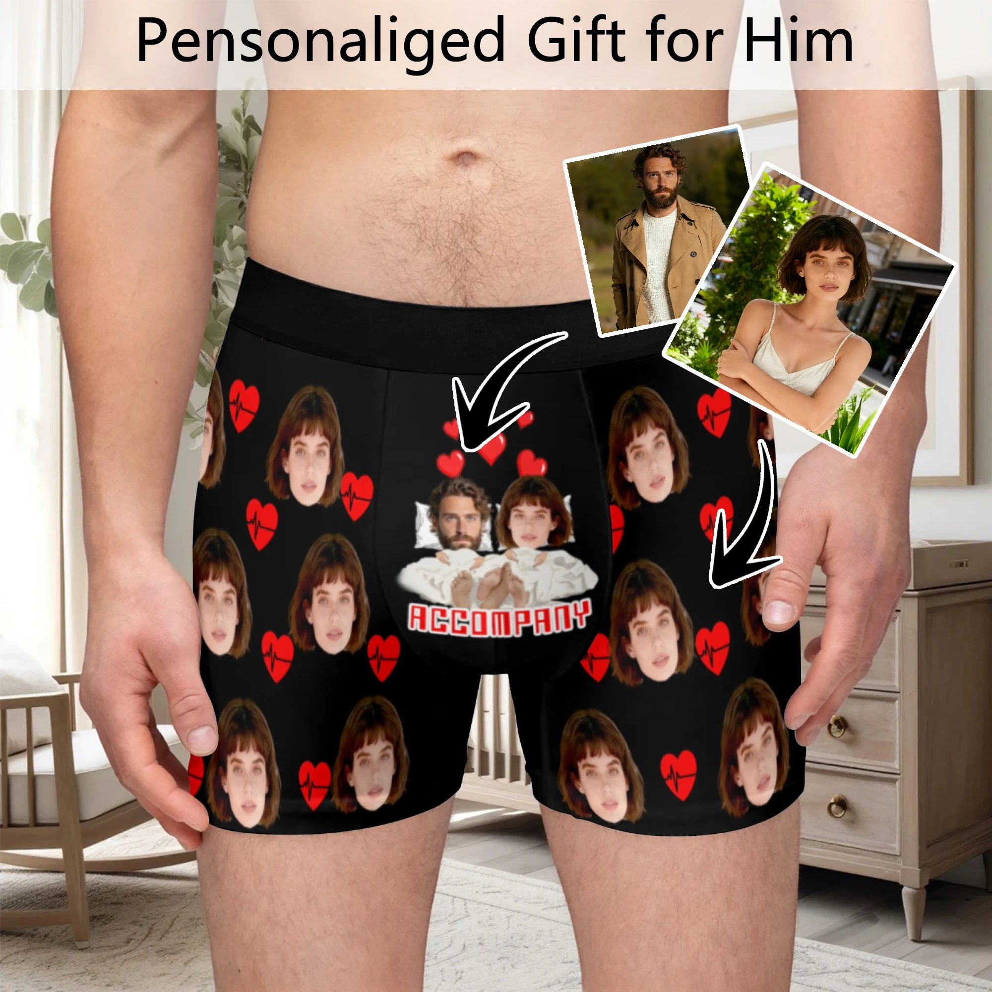 Personalized facial photo customization flat underwear customization men's Valentine's Day gift for husband gift for father