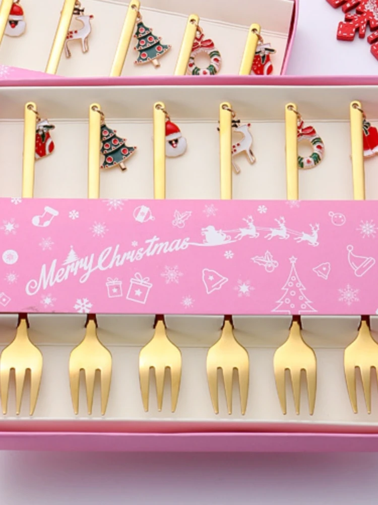 

304 Stainl Steel Cisas Spoon S Claus Spoon Dert Creative Coffee Spoon Set Golden Cisas Tree Gift