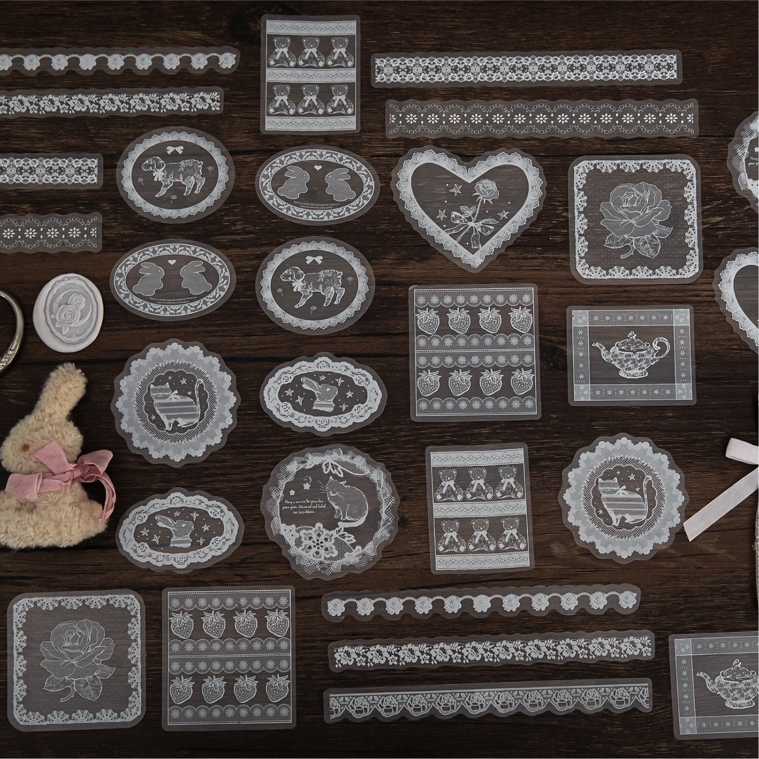 30 قطعة/الحزمة خمر أنيقة الدانتيل ملصقات الحيوانات الأليفة DIY بها بنفسك الزخرفية غير المرغوب فيه مجلة ملصقات ل سجل القصاصات التسمية ألبوم اليوميات مخطط #4