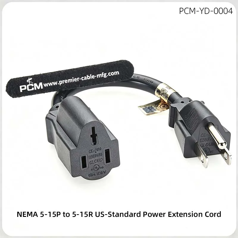 US-Standard Power Extension Cord: NEMA 5-15P to 5-15R, Universal Power Cable for Computers, Servers, and UPS Systems