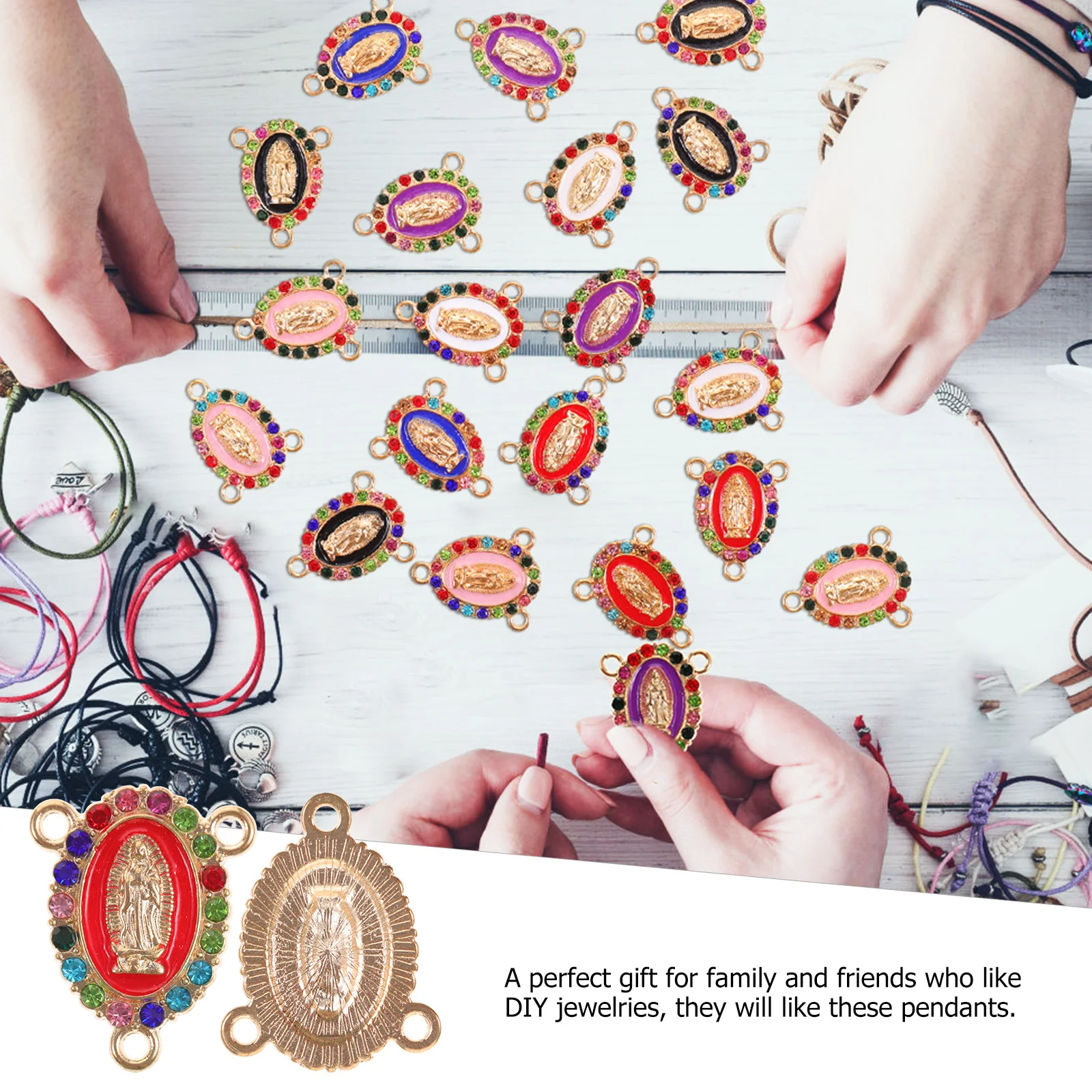 

24 Pcs Pendant Jewelry Making Accessories Connector Charms for DIY Alloy Braclet Spacer Beads Bulk Chain