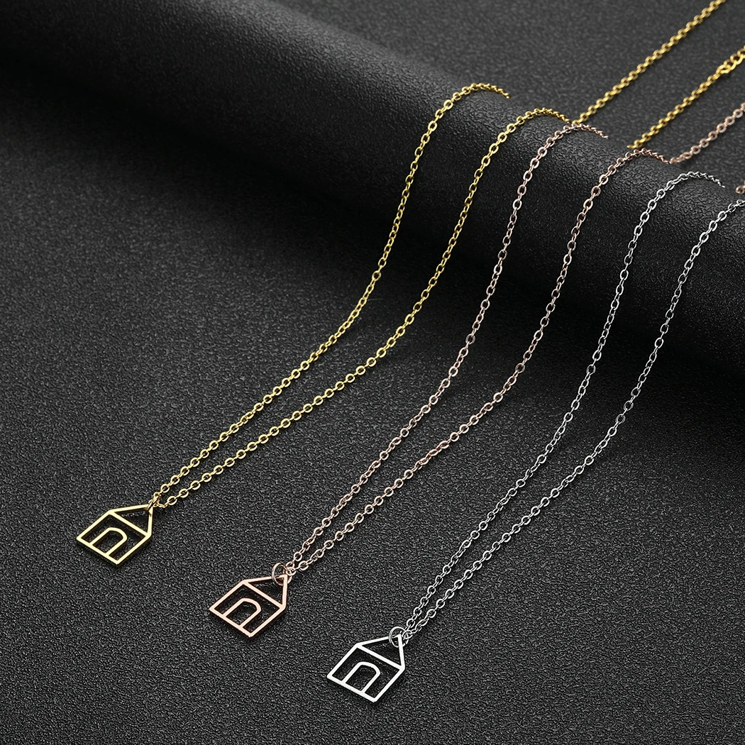 Todorova Stainless Steel Dainty little House Pendant Necklace For Women Girls Minimalist Romantic Home Female Party Jewelry