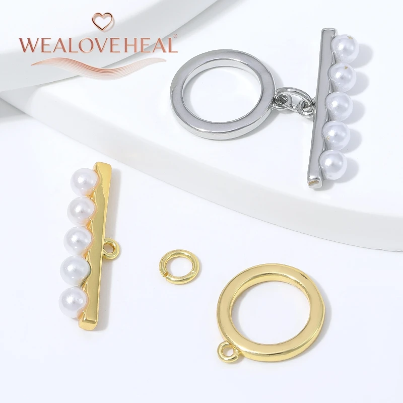 18K vergoldeter Messing-OT-Knebelverschluss mit ABS-Imitationsperle für DIY-Armband-, Halsketten- und Schmuckherstellungszubehör. – Detail 17