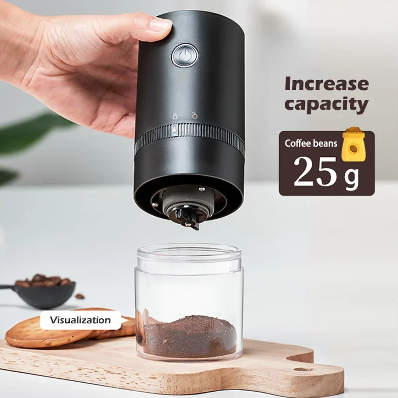 Electric USB Rechargeable Portable Coffee Grinder - Adjustable Grinding for Kitchen, Home, Outdoor