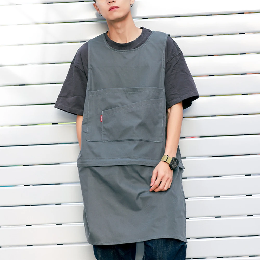 Fashion Sleeveless Apron Smock Removable Customized Logo Kitchen Work Clothes Men and Women Workwear Apron