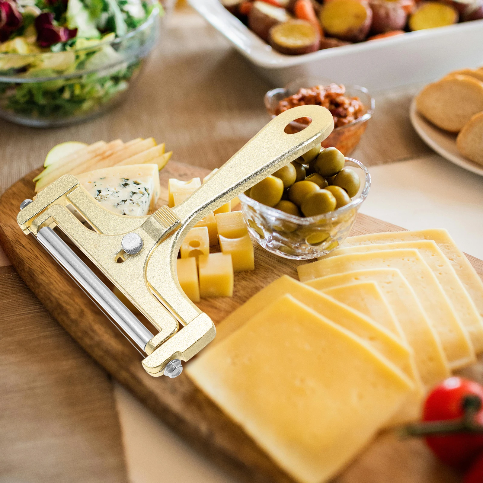 

Cheese Cutting Tool Aluminum Alloy Handheld Wire Slicer Adjustable Ergonomic Handle Kitchen Cutter for Cheese Butter Baking